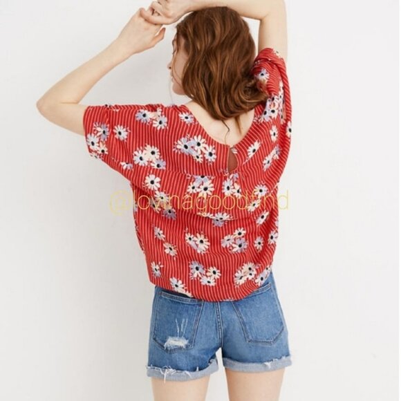 MADEWELL Rhyme Short Sleeve Floral Retro Blouse in Daisy Society EUC sz S - Picture 3 of 11